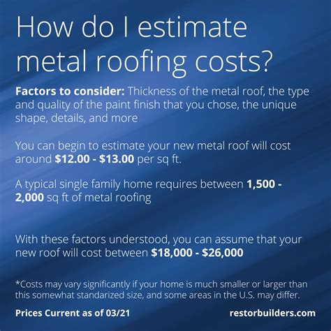 cost of metal roof on 800 sq ft house|estimate cost new metal roof.